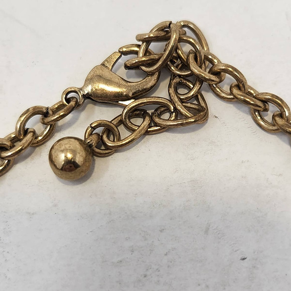 Rhinestone Cluster Statement Gold Tone Chain Necklace Peach Clear Cream Jewelry - Picture 4 of 5